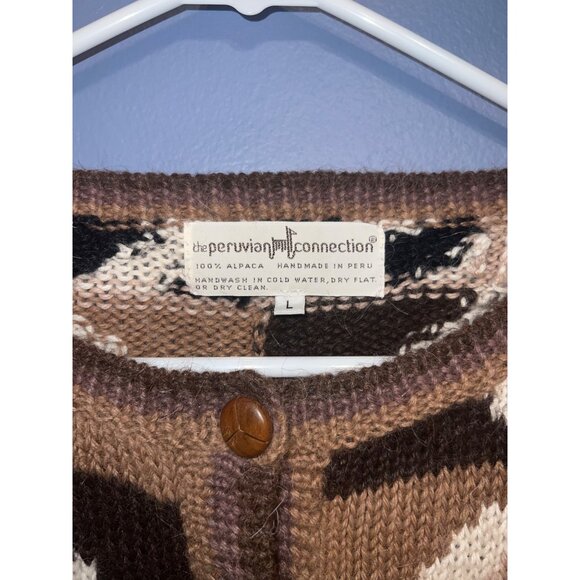 VTG The Peruvian Connection Art To Wear Multi Colored Cardigan SZ L 100% Alpaca - Picture 4 of 9